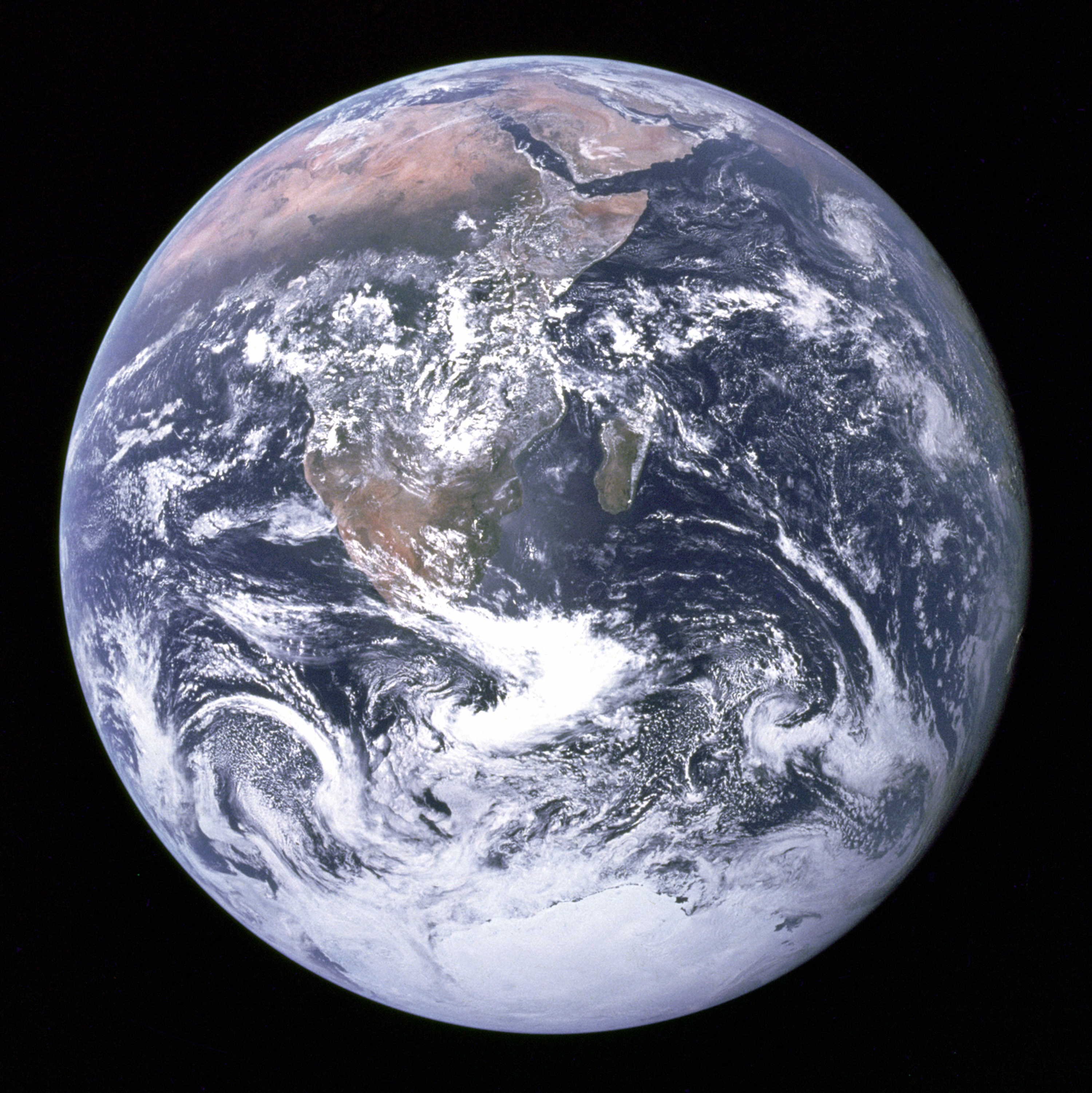 The Earth photographed by the Apollo 17 crew in 1972, known as the Blue Marble
