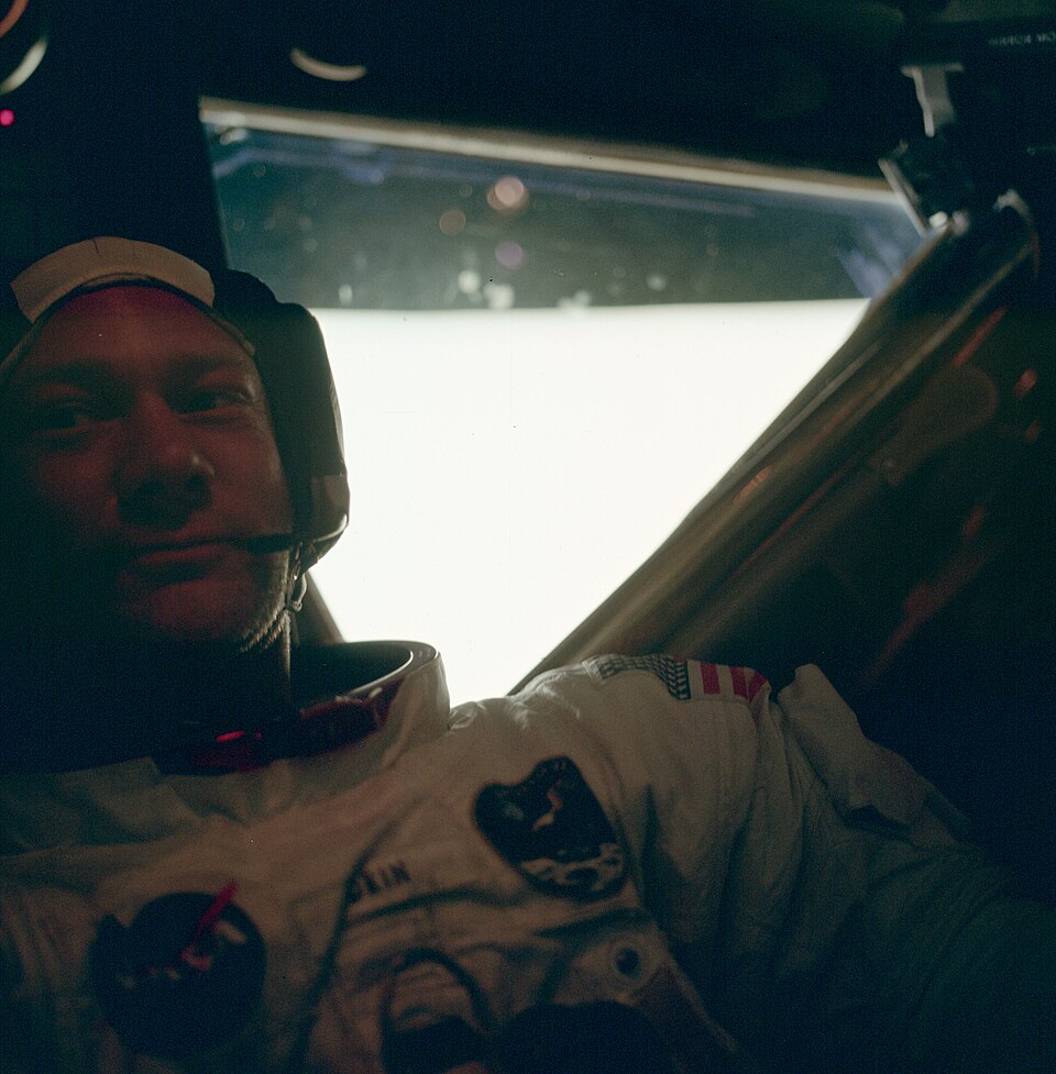 Apollo 11 astronaut Buzz Aldrin inside the Lunar Module Eagle after walking on the Moon in July 1969