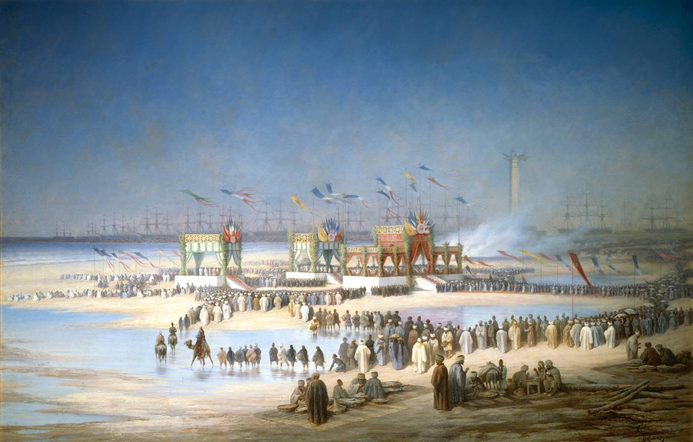 Édouard Riou illustration of the inauguration of the Suez Canal on 17 November 1869