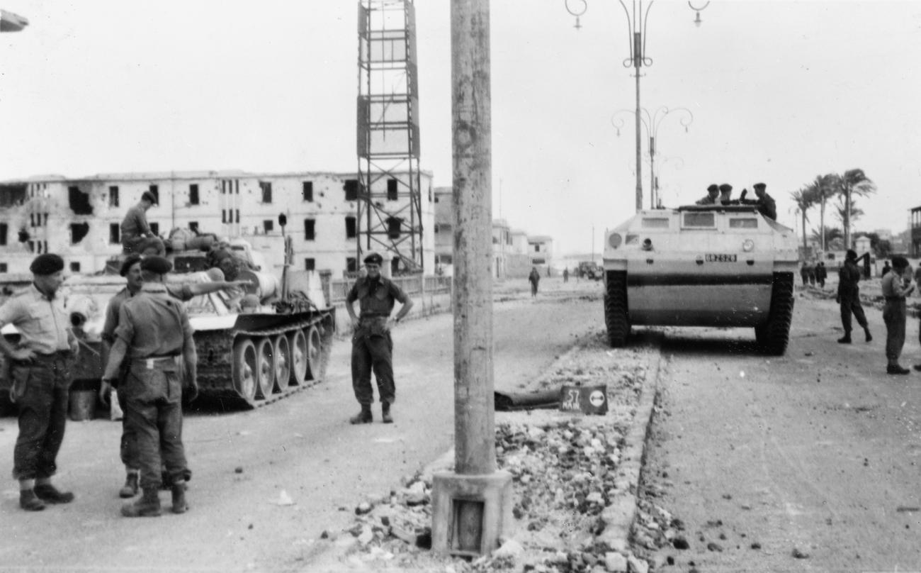 British tanks in Port Said during the Suez Crisis in November 1956