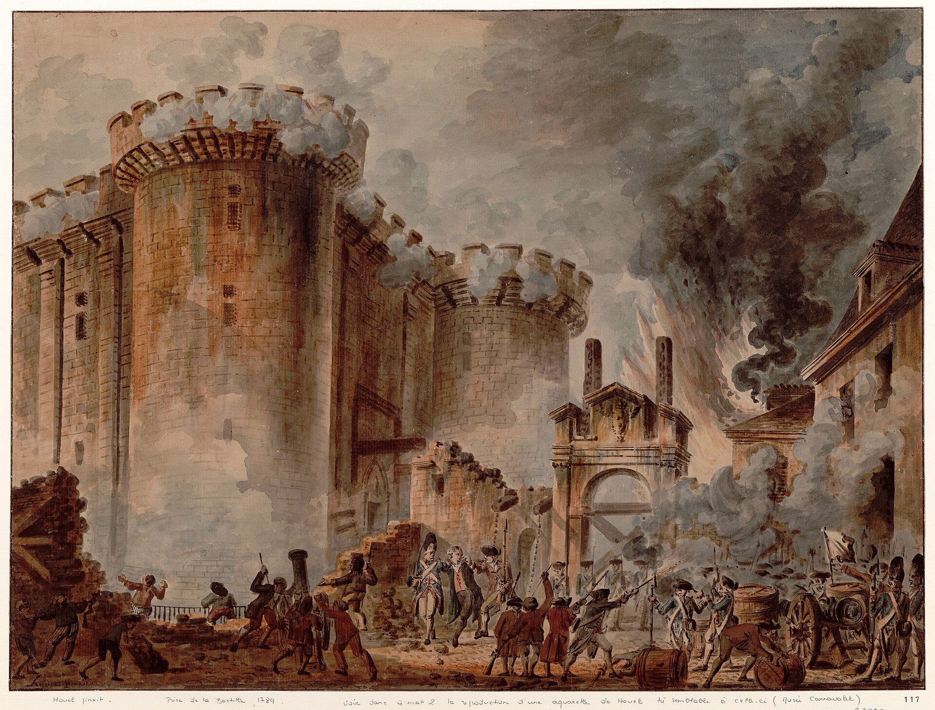 Jean-Pierre Houël depiction of the Storming of the Bastille in Paris on 14 July 1789
