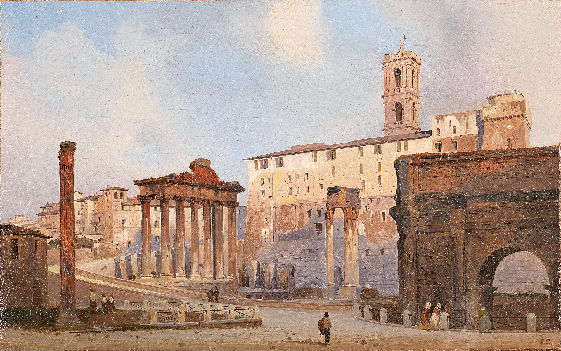 Nineteenth-century view of the Roman Forum in Rome by Ippolito Caffi