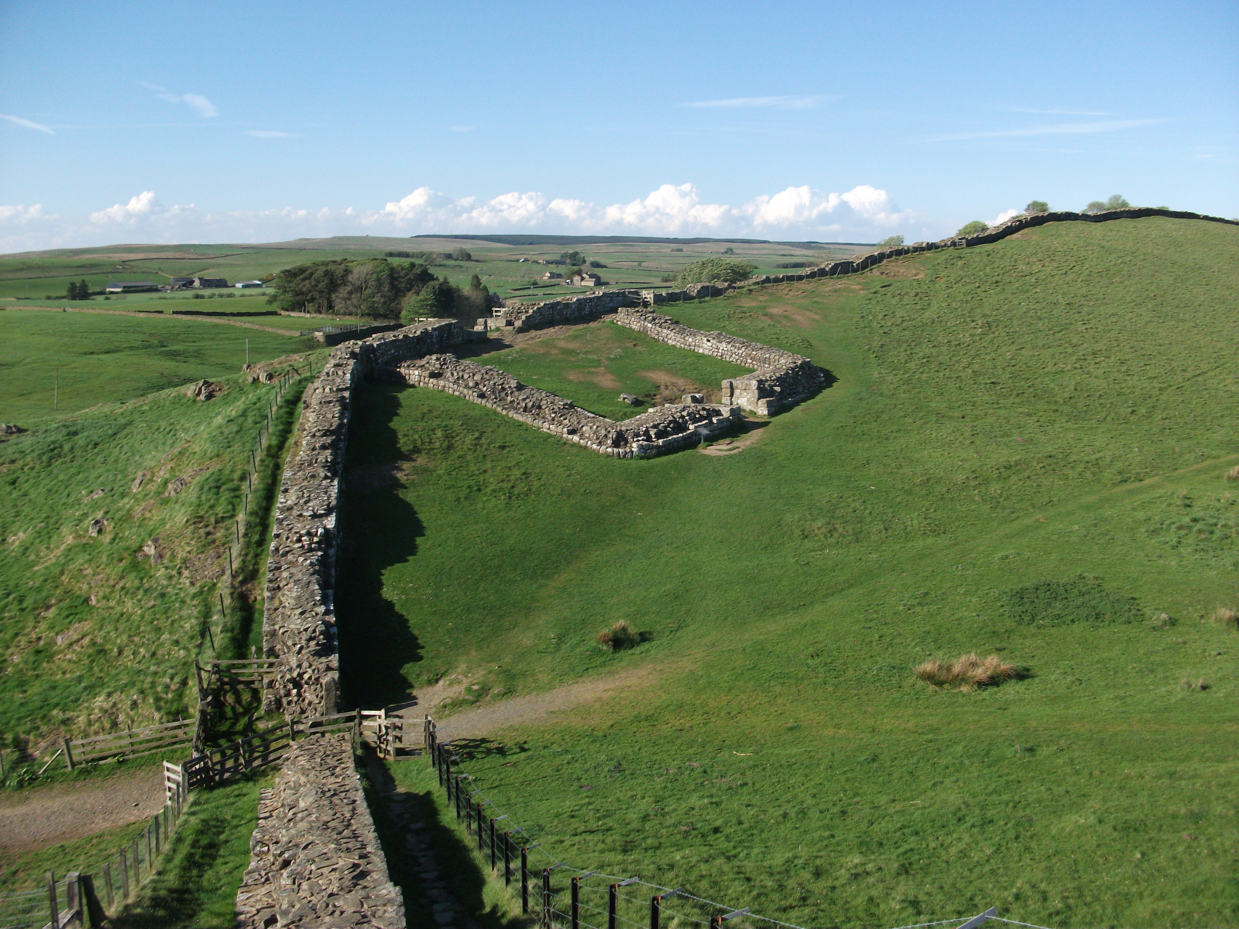 Hadrian's Wall at Cawfields Milecastle in northern England