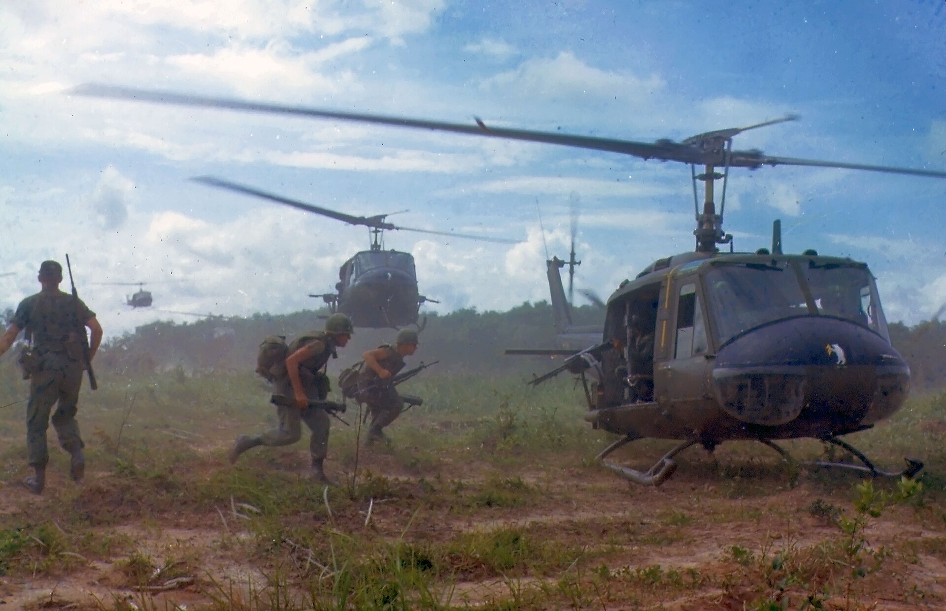 UH-1D helicopters carrying U.S. troops during the Vietnam War in 1966