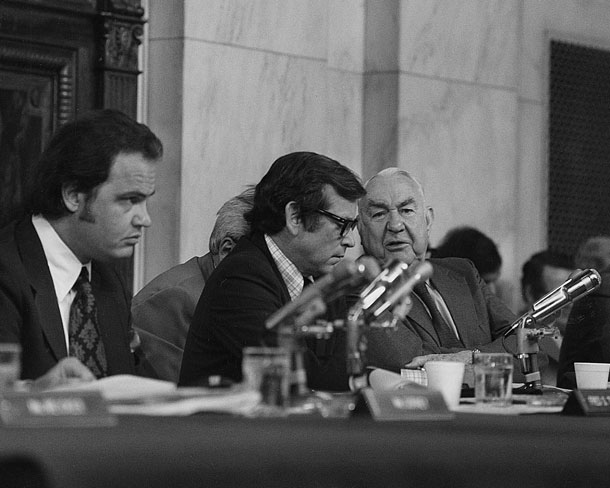 Howard Baker with Sam Ervin during the Senate Watergate Committee hearings in 1973
