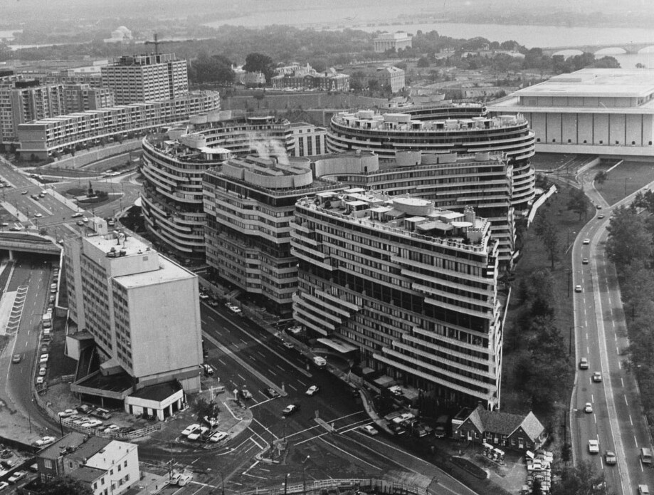 Aerial view of the Watergate complex in Washington DC